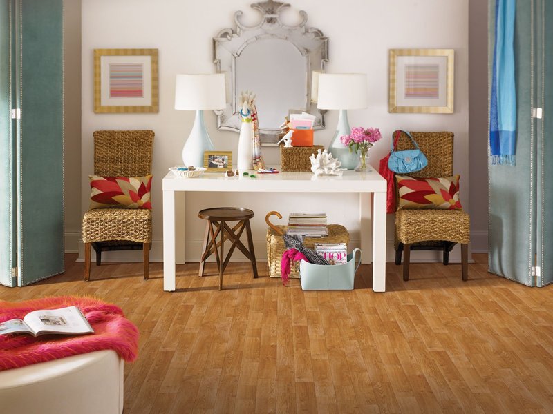 Bedroom vanity with hardwood flooring